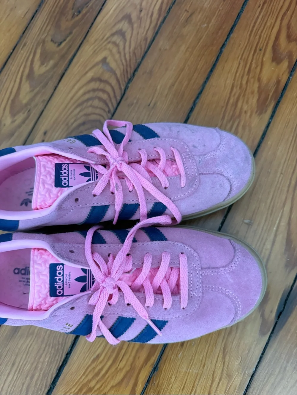 adidas Pink Gazelle Sneakers with Navy Stripes
